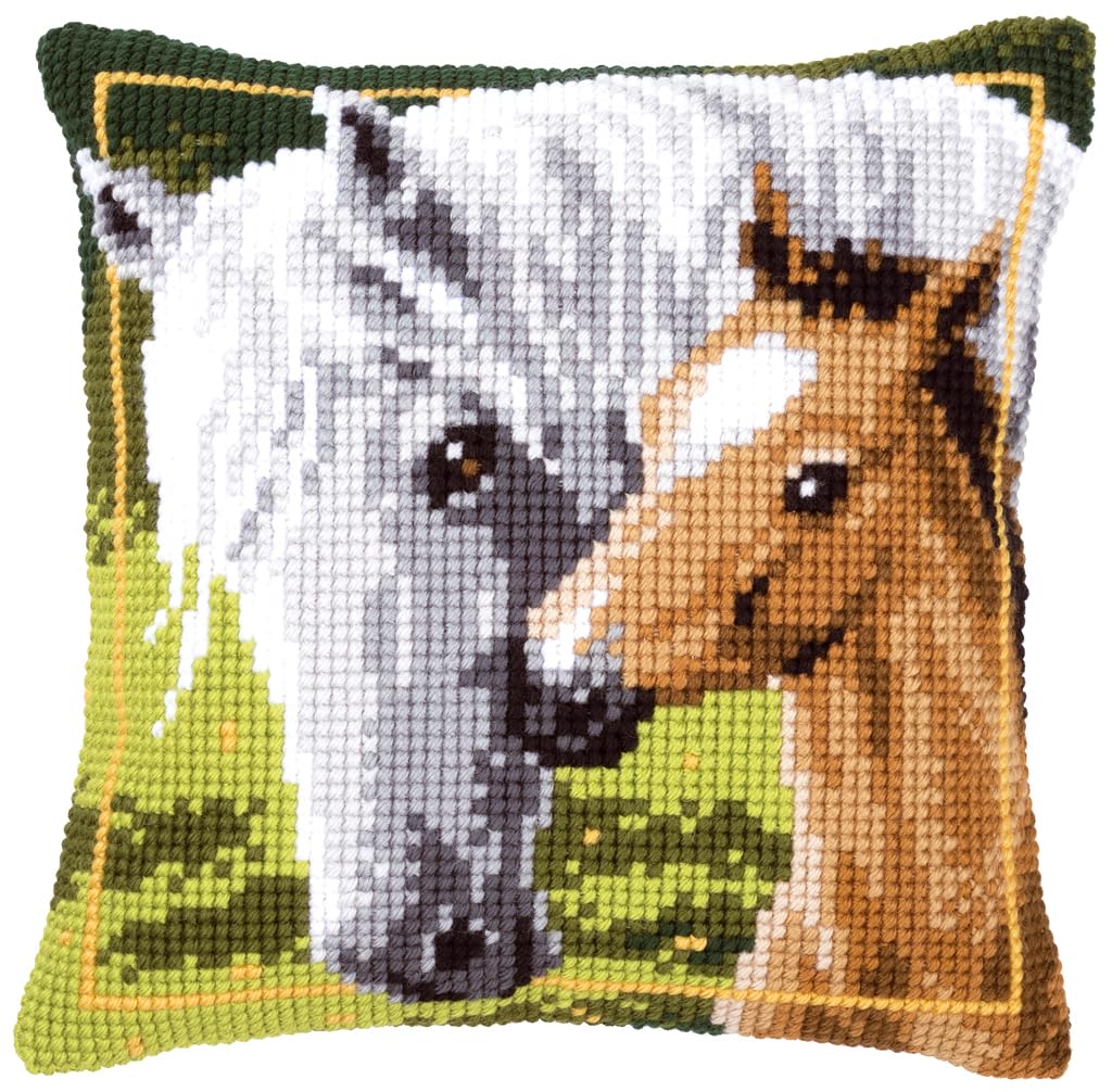 Vervaco Mare and Foal Cross Stitch Cushion, Multi-Colour