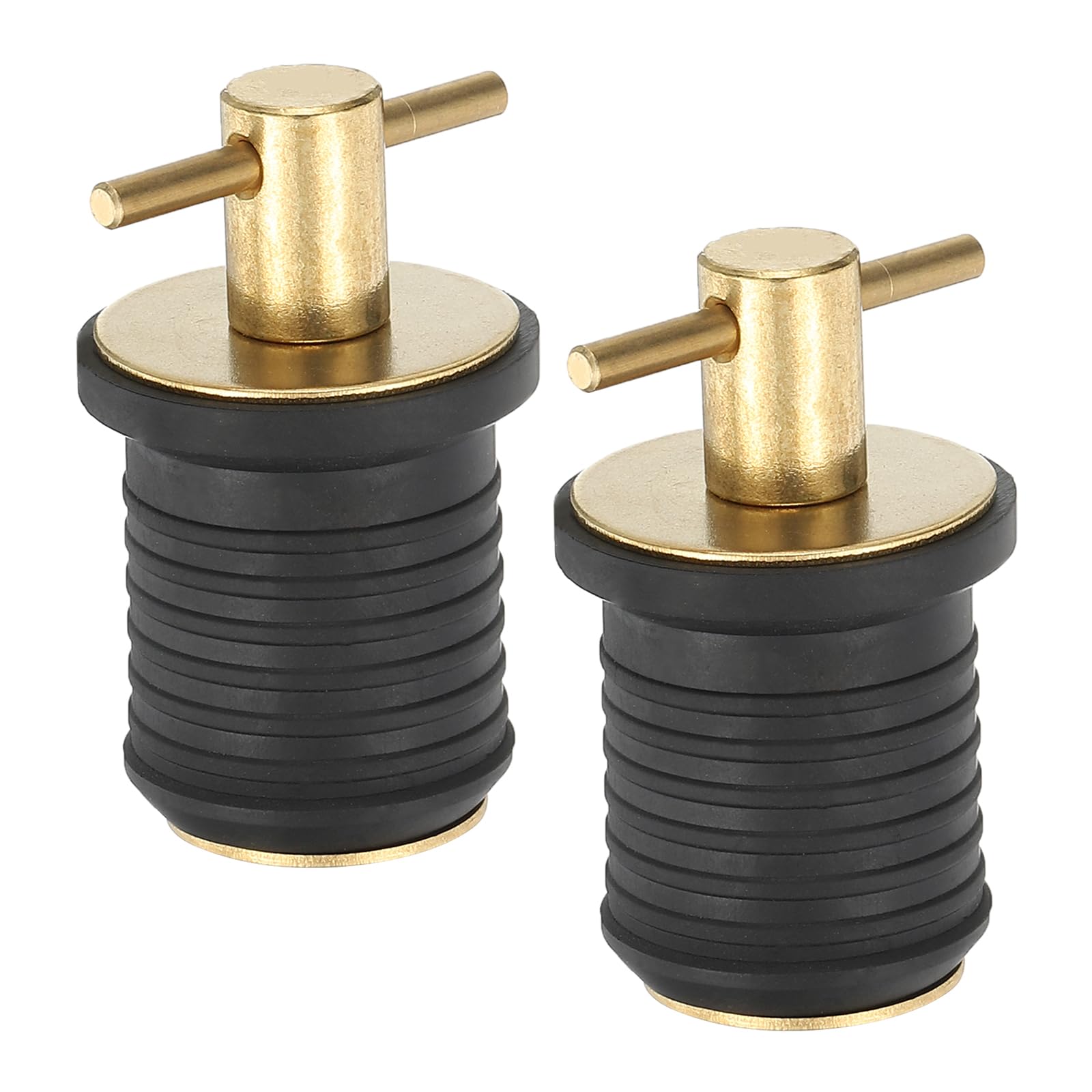 PATIKIL 1 Inch Boat Drain Plug, 2 Pcs T Handle Brass Boat Plug Snap Drain Marine Twist Plug Rubber Plugs for Yachts Kayaks Marine Boat Drains