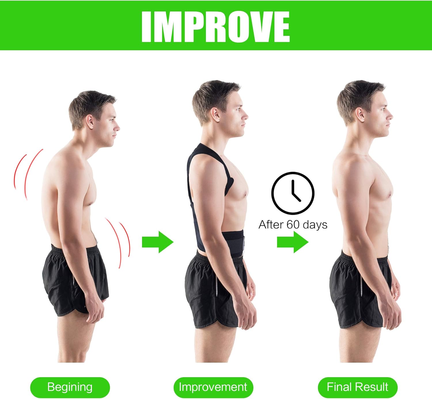 SOMAZ Adjustable Posture Corrector for Men&Women&Kids, Slouching Corrector, Clavicle Support, Back Straightener, Upper and Lumbar Back Brace Support for Rounded Shoulders & Back Pain (M): Health & Personal Care
