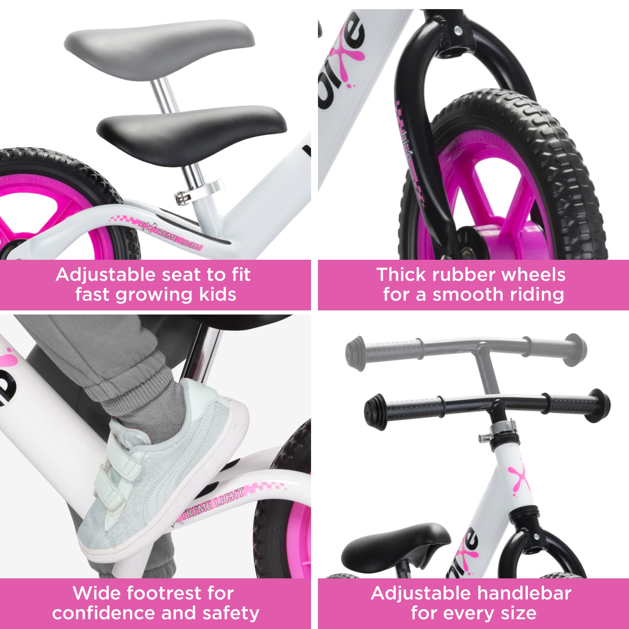 Aluminum Balance Bike for Kids and Toddlers - Lightweight 4LBS - Toddler Bike - No Pedal Training Bicycle - Bikes for 18 Months to 6 Year Old - for 2 3 4 5 Years Old - Pink