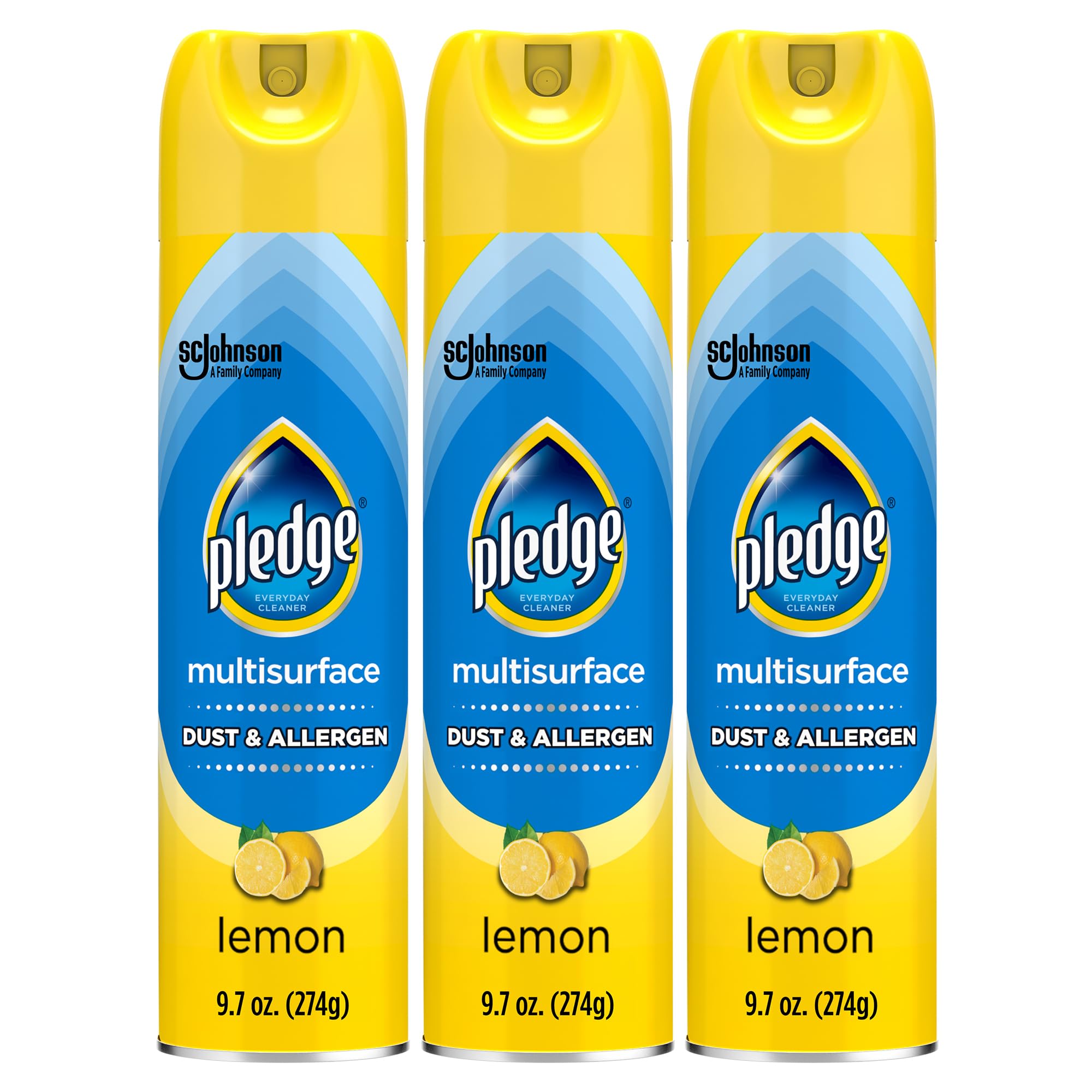 Photo 1 of Pledge Dust & Allergen Multisurface Cleaner, Aerosol Spray, Lemon Scent, 9.7oz (Pack of 3)