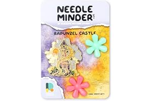 Awesome Pattern Studio Needle Minder Set - Rapunzel Castle Magnetic Needle Minder + 2 Needle Threaders. Enamel Pin for Cross Stitch, Embroidery and Craft