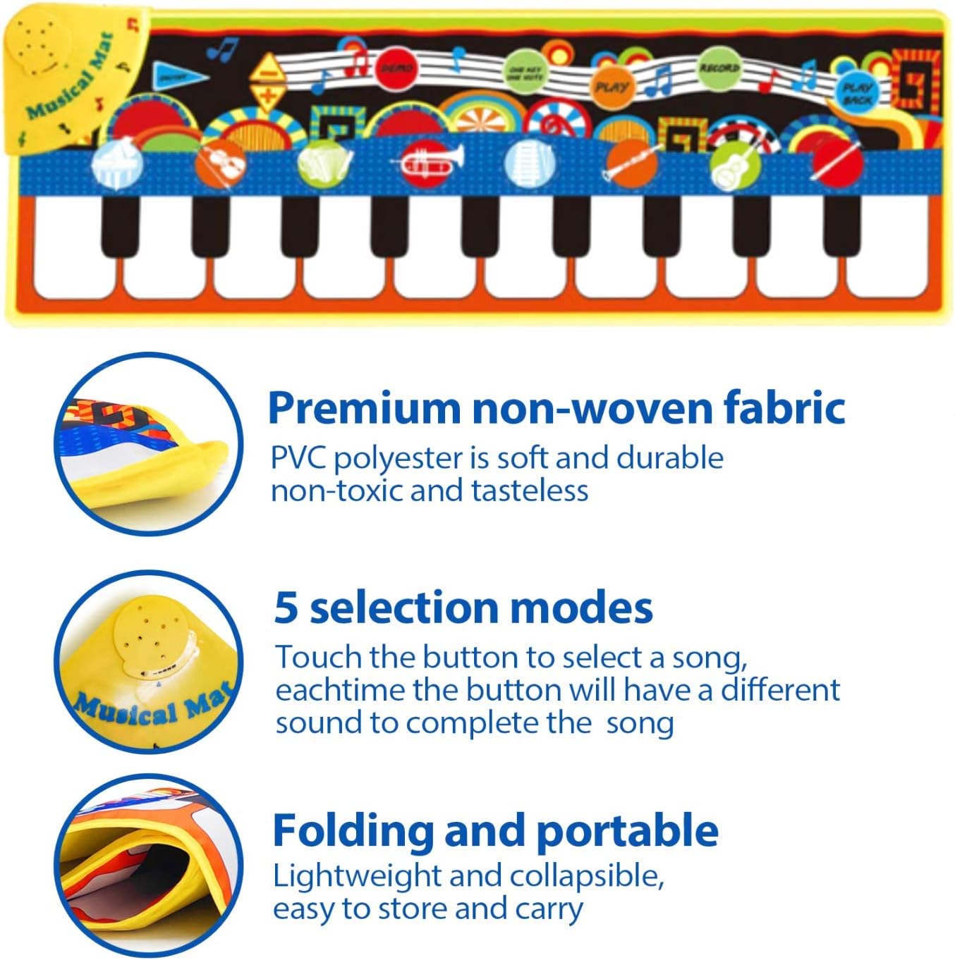 Baby Play Musical Mat Bebe Pie Piano Musica Alfombra De Juegos 3 En 1 Juego Alfombras Alfombra Bebe Gimnasio Alfombra Educacion Accesorio De Teclado Musical Juego Manta Azul Bebes Y Primera Infancia