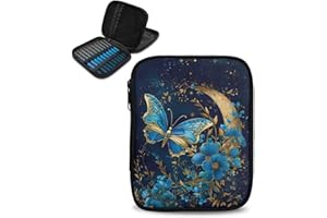 Vanideaoty Moon Butterfly Crochet Hook Case - Portable Storage With Web Pockets for Knitting Needles and Supplies