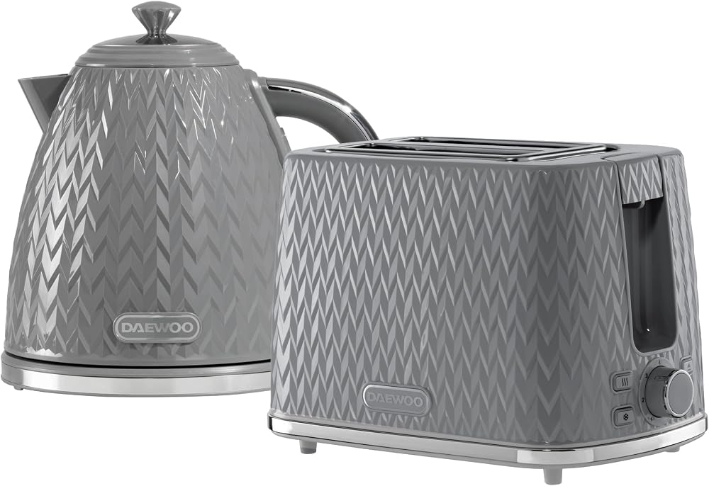 Daewoo Argyle Kettle and Toaster Set Plastic 1700 ml Grey 3 W