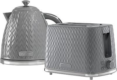 Daewoo Argyle Kettle and Toaster Set Plastic 1700 ml Grey 3 W