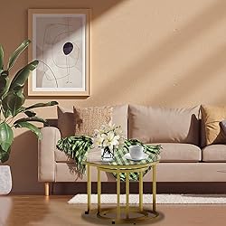 aboxoo Gold Nesting Coffee Table Set of 2, Small