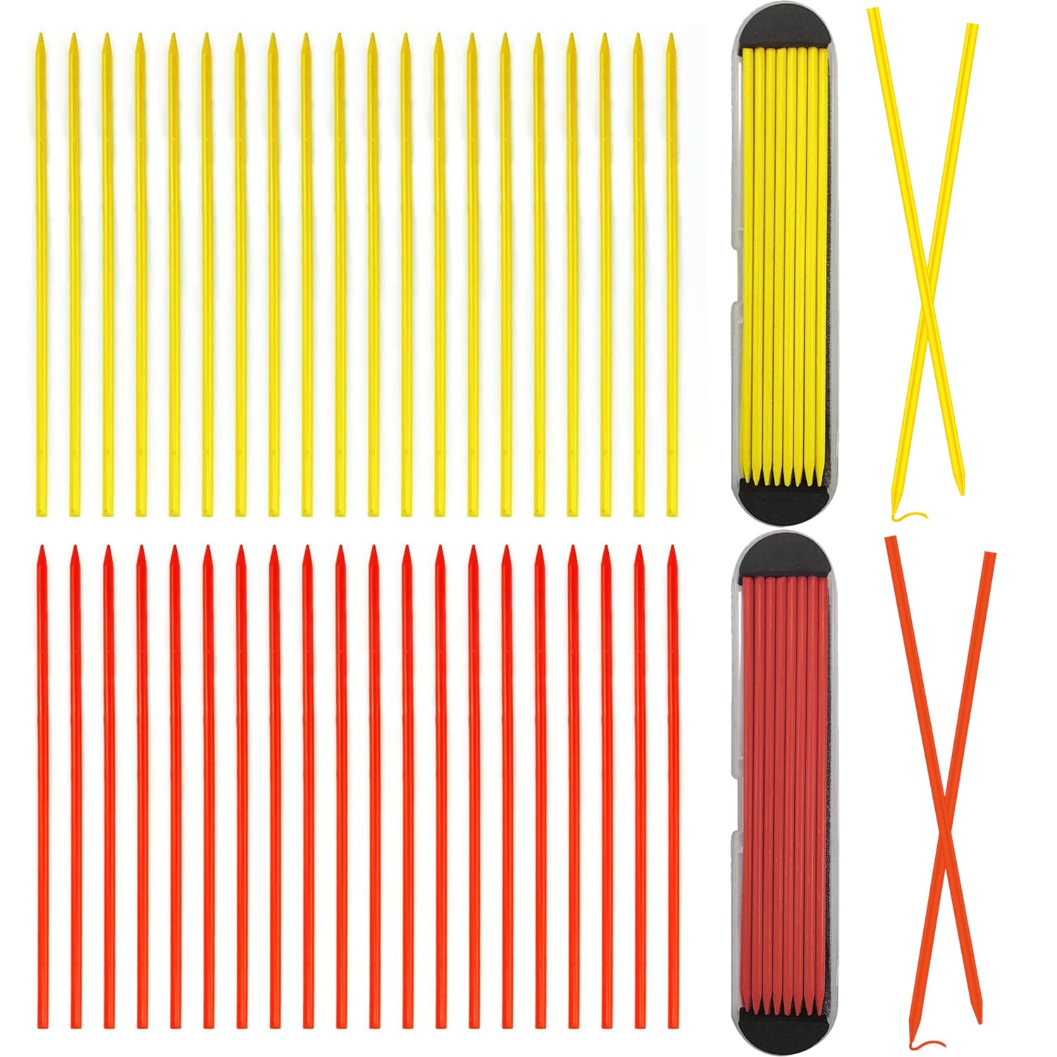 Lechengjia 40 Pcs 2.8mm Carpenter Pencil Refills, Solid Deep Hole Marker Lead Replacement, Waterproof Pencil Refills for Woodworking, Construction, Building Marking and Drawing (Red,Yellow)
