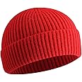 vidsel Short Fisherman Beanie for Men Women, Swag Wool Knit Cuff Trawler Skullcap,Winter Warm Hats