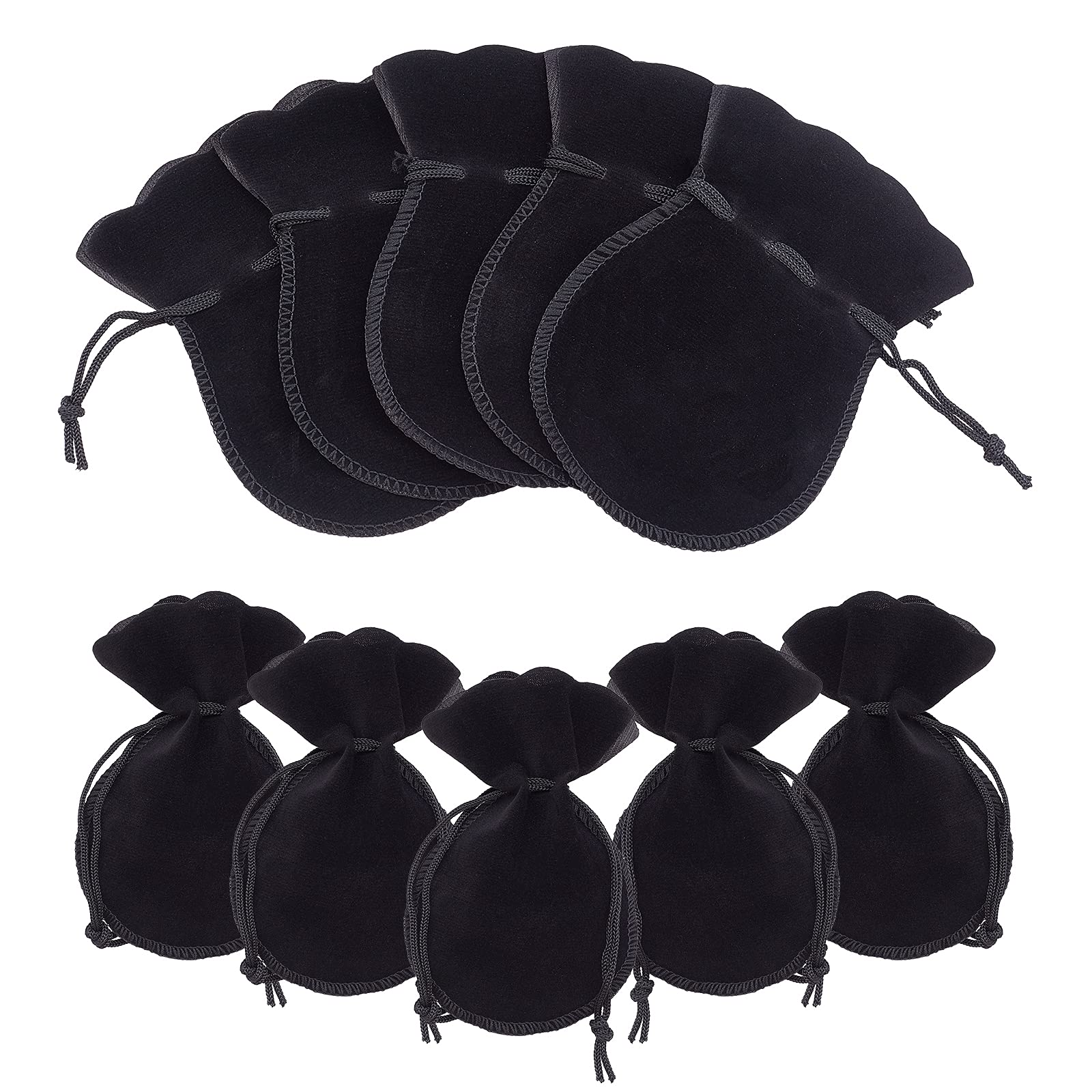 NBEADS 30 Pcs 12x9cm Velvet Drawstring Bags, Black Gourd Gift Pouches Candy Bags Jewelry Storage Bags for Party Wedding Favors