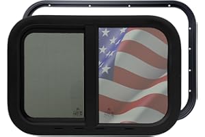 AlloTemlass RV Window | 24" W x 20" H | Teardrop Style | Horizontal Sliding Replacement Glass &Trim Set | DOT Certification Qualified
