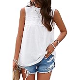 Womens Summer Tank Tops Casual Sleeveless Shirts Loose Fit Halter Neck Swiss Dot Chiffon Blouses Flowy