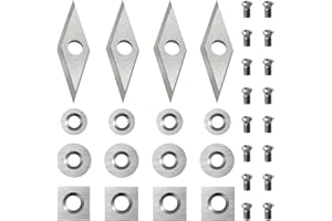 Diraeen 32pcs Carbide Lathe Tools,Tungsten Cutters Inserts Set for Wood Lathe Turning Tools, Include 11 mm Square with Radius