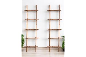 Emir&Odin Blanket Ladder – 2 pcs 5 Tier 60’’ Bamboo Blanket Ladder for Living Room Home Decor, Wall Decorative Ladder Shelves, for Livingroom Furniture, Bedroom, Bathroom, Farmhouse Decor (2 Pack)