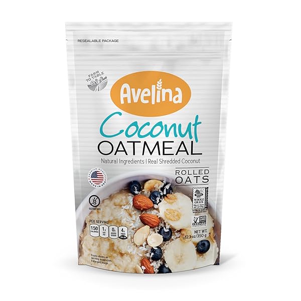 AVELINA COCONUT INSTANT OATS – WITH REAL SHREDDED COCONUT – 12.3 OZ (PACK OF 1)