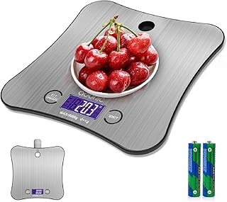 Adoric Küchenwaage Digitalwaage Professionelle Waage Elektronische Waage Robuster Edelstahl Präzision auf bis zu 1g(5kg Maximalgewicht), Küchenwaage hängende Funktion mit LCD Display