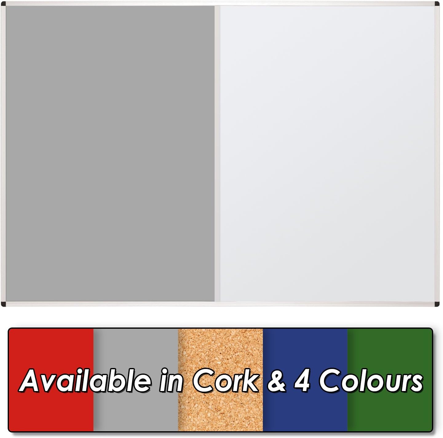 Wonderwall Duo Combination Light Grey Noticeboard Pinboard/Dry-Wipe Whiteboard - 120 x 180cm - 5 Colours to Choose from - Ideal for Office, School, Home
