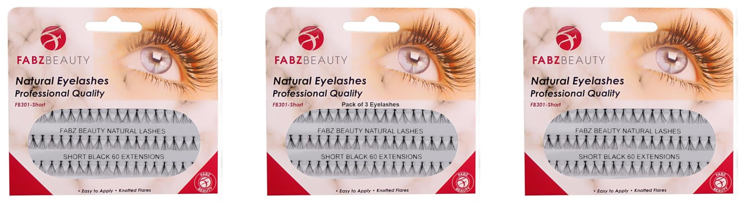 Individual False Eyelashes Flare Cluster Lash Extensions Knotted Lashes (Pack of 3 - Short 8mm)