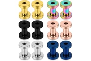 Lcolyoli Screw Fit Ear Gauges Kit Surgical Steel Tunnel Expander Earrings Earlobe Plugs Body Piercing Jewelry Set for Women Men 14G-00G 12 Pieces