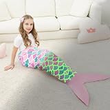 WERNNSAI Mermaid Tail Blanket 110x40cm Glow in Dark Kids Blanket view 1
