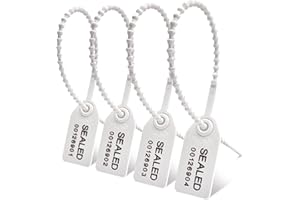 FALEYA.WZW 100 Plastic Tamper Seals, Safety Seals for Fire Extinguishers Pull-Tite Security Tags Disposable Numbered Self-Locking Tie Truck Door Seals 250mm (White)