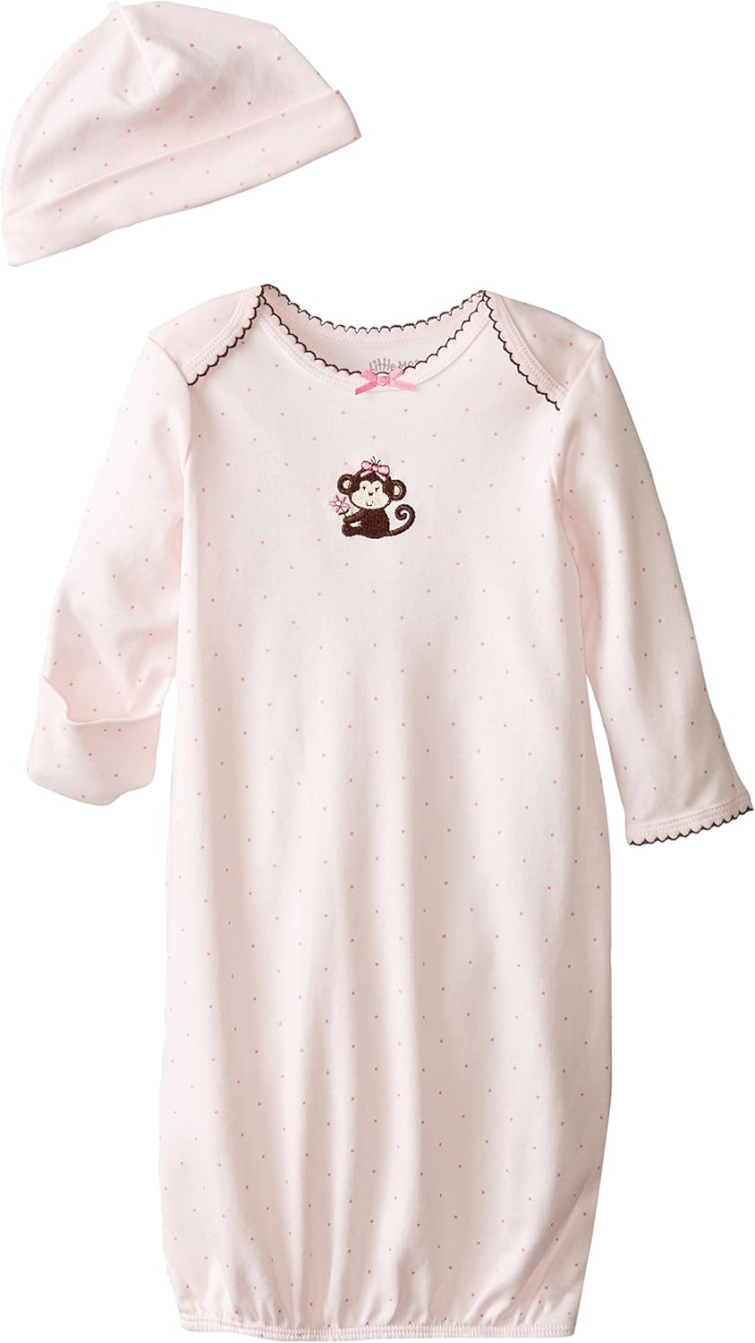 Little Me Baby Girls' Gown and Hat Set, Ivory/Multi, 0-3 Months: Infant And Toddler Nightgowns: Clothing