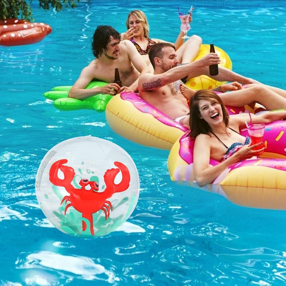 AMOR 3 Pieces 3D Beach Balls, 13 Inch Inflatable Beach Ball for Kids, Pool Toy Balls for Summer Beach Pool Party Favor Home Decoration: Sports & Outdoors