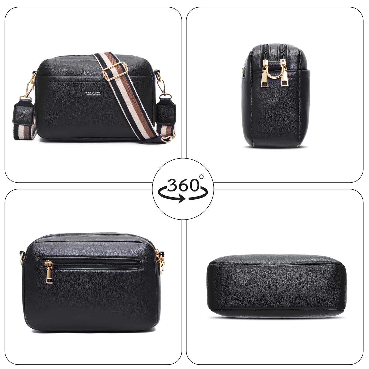 AIFILLE Women's Cross Body Bag, Small Vegan Leather Phone Crossbody Bag with Adjustable Strap | Anti-Theft Zipper Pockets | Lightweight Handbag for Women & Girls, Black