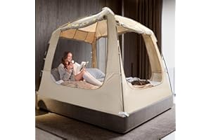 RIYDH Bed Tent Bed Canopy Breathable 100% for Adult and Kids Light Reduction Sleeping Dream Tents Indoor Portable Big Space with String Light 4 Doors Twin Full Queen King Size