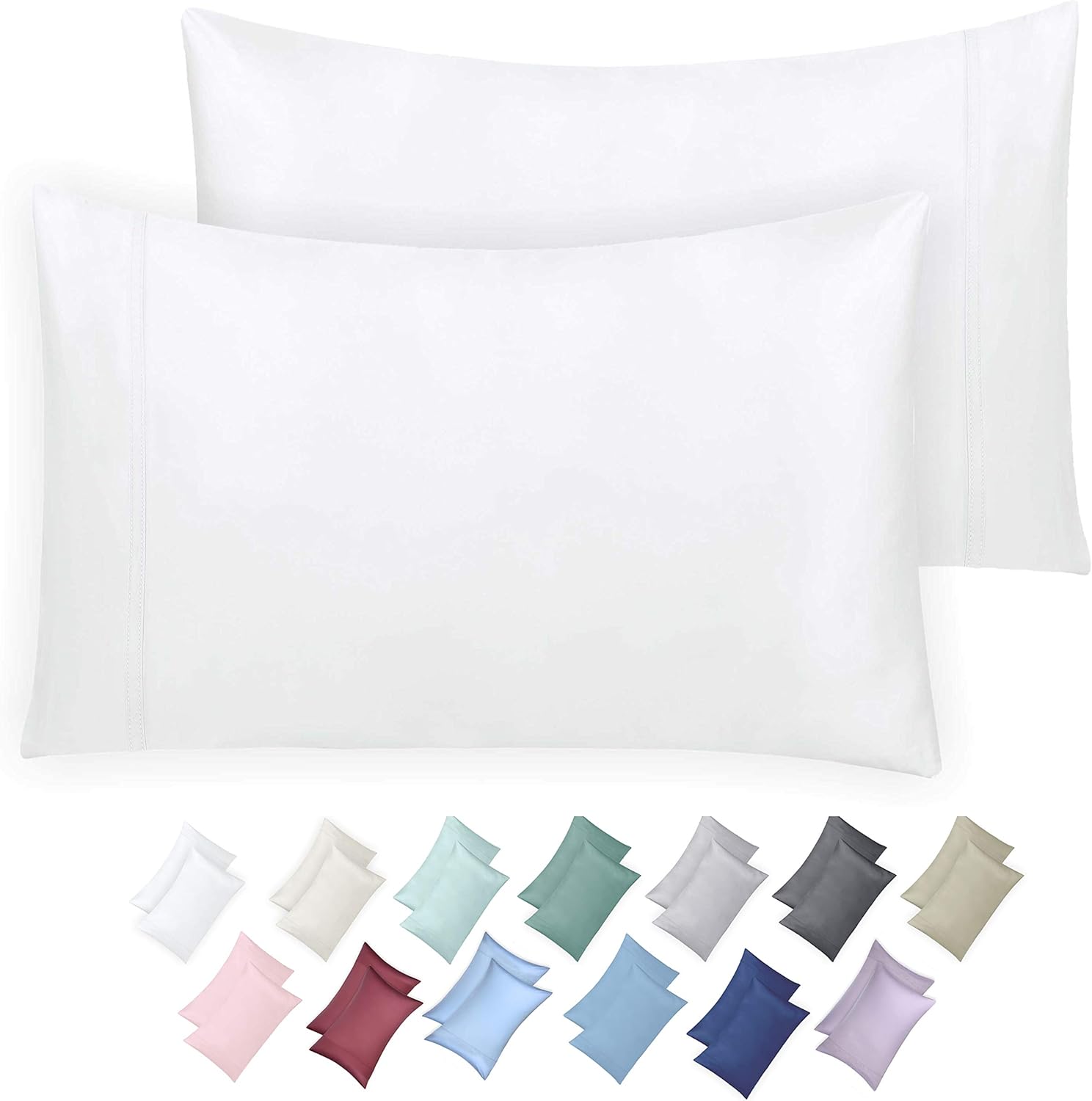 California Design Den 600 Thread Count 100% Cotton Long-Staple Pillow Covers (2 King Pillowcases, Pure White)
