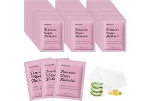 TWOWORLD Feminine Wipes Individually Wrapped, Flushable Wipes Travel,Feminine Care Vaginal Wipes for Adult,Women, Girl and Homeless (Pack of 50,Unscented)