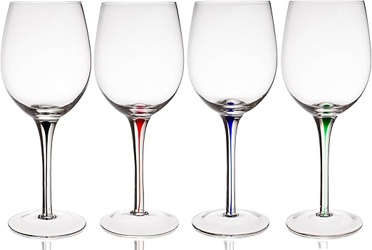 Amazon Com Trinkware Set Of 4 Wine Glasses With Raindrop Stem In