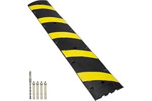 VEVOR 6 ft/72'' Rubber Speed Hump, 2 Channel, 22000 lbs Load Capacity Heavy Duty Traffic Speed Bump, with High Reflective Yel