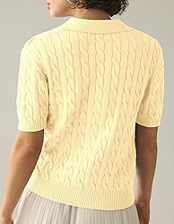 Imily Bela Women's Cable Short Sleeve Sweaters Tops