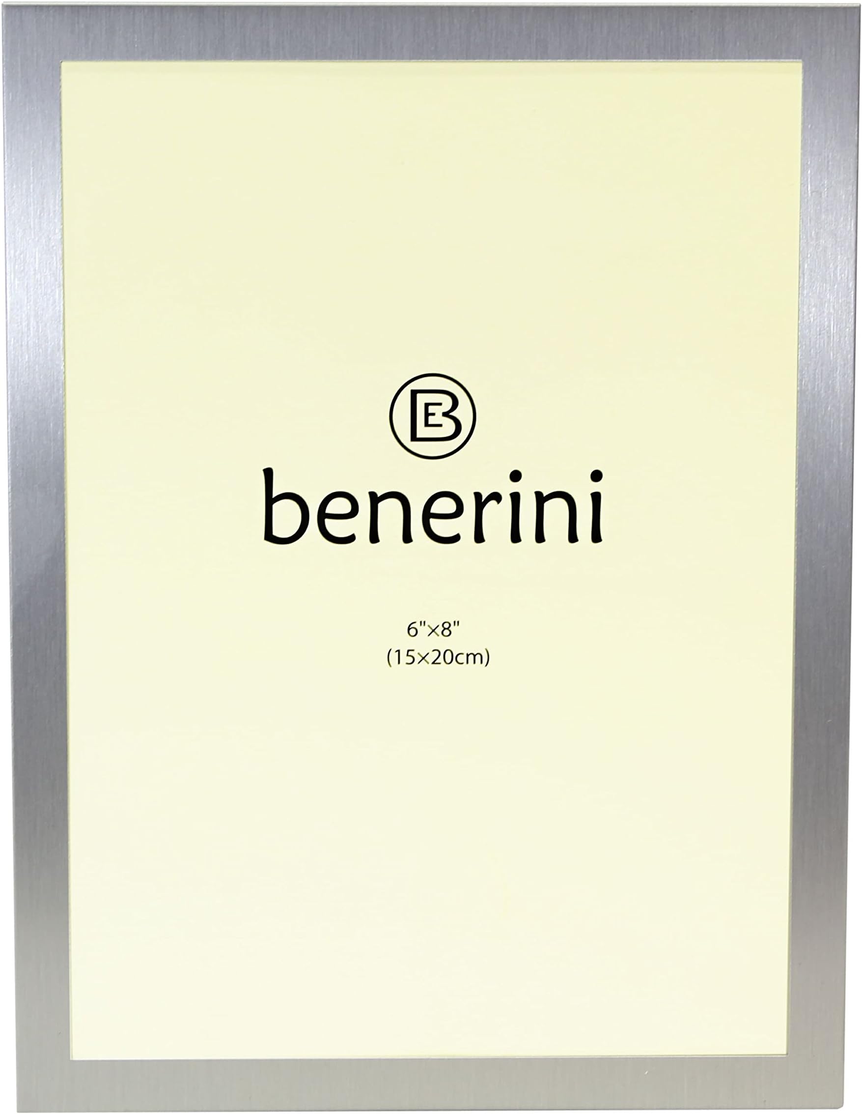 benerini 6 x 8 Satin Silver Color Brushed Aluminium - Photo Picture Frame Gift - Portrait or Landscape