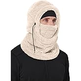DUVOWE Balaclava Fleece Ski Mask Hoodie Men Women, Windproof Winter Face Mask, Neck Warmer Scarf Helmet
