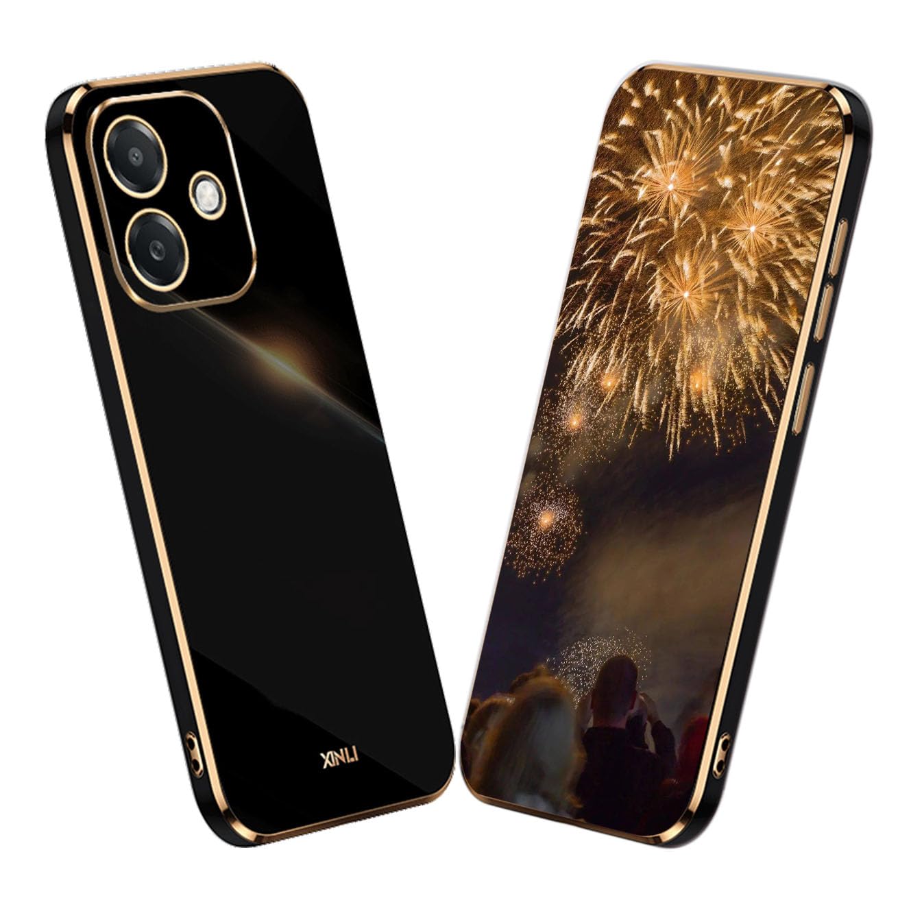 YUECXIN Case for OPPO A40 4G / OPPO A40m 4G, Ultra Thin Luxurious Bling Soft Premium TPU Bumper Silicone Elegant Cover, Plating Phnom Penh Shockproof Drop-proof Case, Black