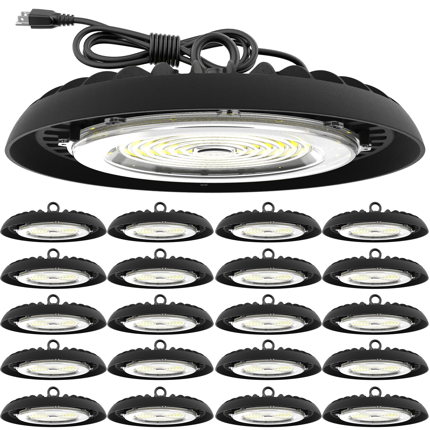 Photo 1 of Sunco 20 Pack High Bay LED Shop Lights UFO, Commercial Lighting for Warehouse, Plug & Play, 5000K Daylight, 200W, Power Cord Included, 28000 LM, IP65 Waterproof, Shatterproof Fixture UL