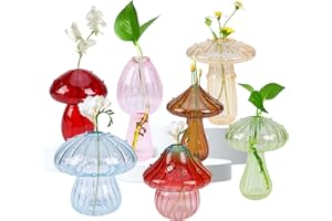 OT-NVWOZR 7pcs Mushroom Plant Propagation Stations, Mini Flower Bud Vase for Plants, Cute Mushroom Glass Vases for Flowers, C