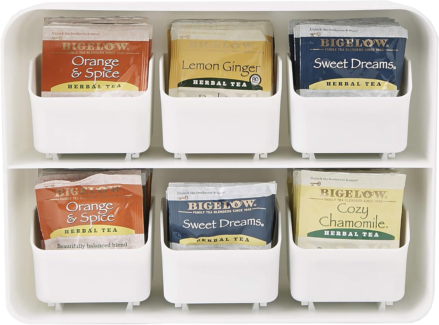 Mind Reader 6 Drawer Tea Bag Holder and Organizer, White