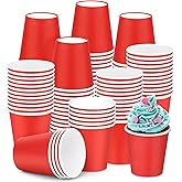 Giwrmu 100 Pack 3 oz Paper Cups, Disposable Bathroom Cups, Mouthwash Paper Cups, 3 oz Small Cup for mouthwash, Snack, Espresso (Red)