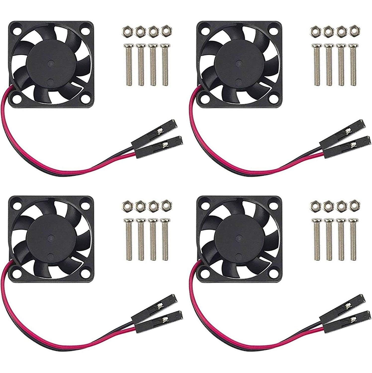 AOICRIE 4Pcs for Raspberry Pi 4 Quiet Fan, DC 5V 3.3V Brushless CPU Cooling Fan with for Raspberry Pi Heatsink for Raspberry Pi 4B / 3B+ / 3B/ Zero/Zero W or Other Robot Project