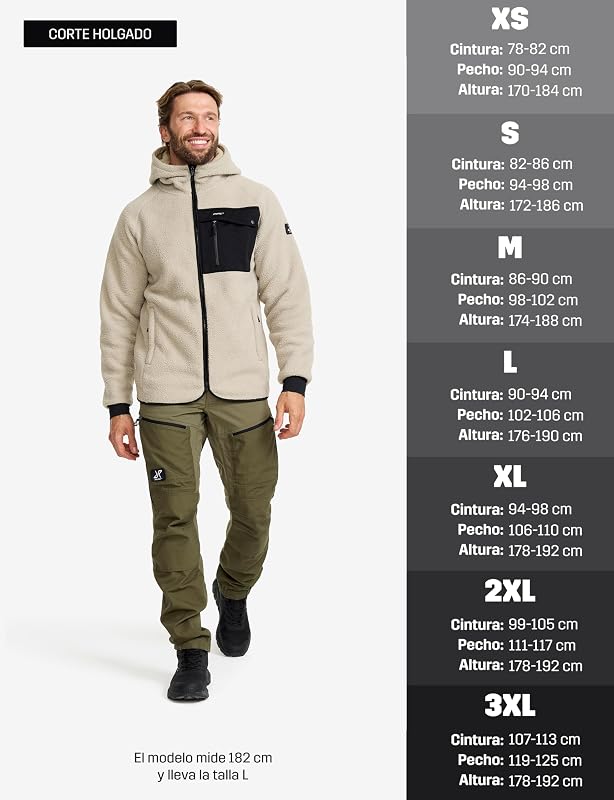 Sherpa Hoodie para Hombre, Chaqueta Polar Cálida y Duradera, Beige Khaki, L