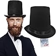 Nicky Bigs Novelties Adult Black Felt 8-Inch Tall Top Hat - Abe Lincoln Hat, Steampunk Top Hat, Magician, Victorian Era, Vampire Costume Hat for Halloween, Cosplay, Dress-Up Accessory, Black, One Size