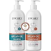 Edenika Botanicals Argan Oil Shampoo and Conditioner Set with Biotin, Repairs Dry & Damaged Hair, Deeply Hydrating & Nourishing, Women & Men, Sulfate-Free, Organic, 16 fl oz Each