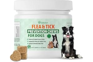 Drloton Flea and Tick Prevention for Dogs Chewables - 180 Treats - Natural Dog Flea and Tick Treatment Chewable Supplement for All Breeds & Ages - Soft Chews - Chicken Flavor