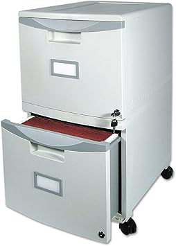 Amazon Com Storex Two Drawer Mobile File Cabinet With Lock 14 8 X 18 X 26 Inch Gray 61301b01c Office Products