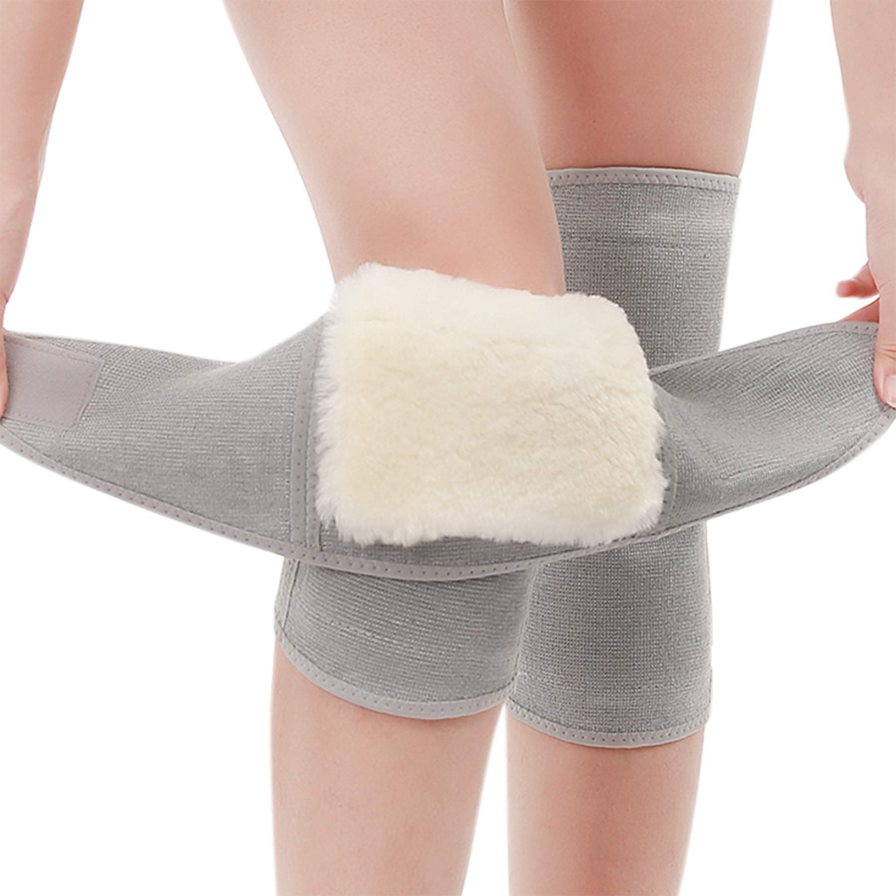 Photo 1 of JUMISEE Men Women Thickened Wool Knee Brace Leg Warmer Adjustable Velcro Thermal Knee Support for Arthritis Pain Relief Yoga