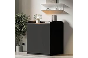 amunrbrek Extra Large Litter Box Enclosure with Cat Scratch Mat - Designed for Self-Cleaning and XXL Litter Boxes (Black)