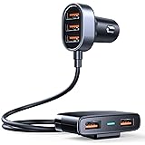 5 Multi Ports Car Charger, Car Charger Adapter, 31W Fast USB Car Charger for Smart Phone, 5V 6.2A Fast Car Charger with 5FT C